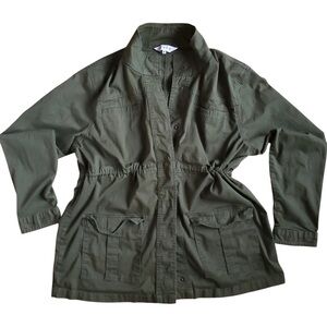 Serra Dark Green Cotton Blend Jacket drawstring waist Size XL